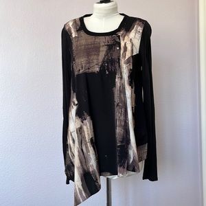 Black & Tan Asymmetrical Long Sleeve Top